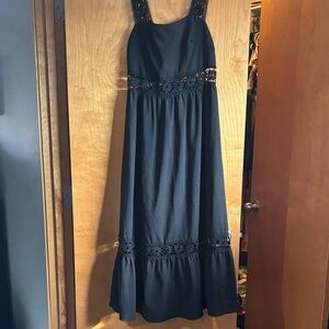 Elegant Black Lace Trim Dress